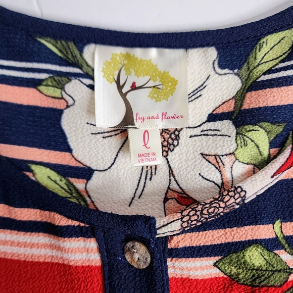 Anthropologie Floral Navy and Red Tunic - Picture 6 of 13